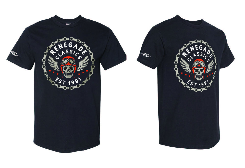 RC Chain Skull Graphic Mens Motorcycle T Shirt