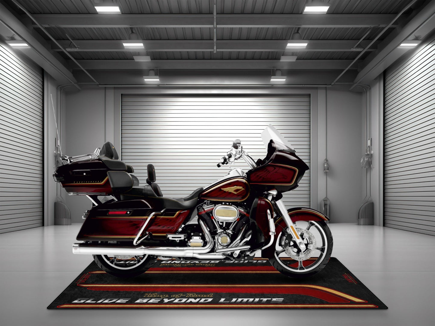 MPM Motorcycle Mat for Special Cruiser Motorcycle "Glide Beyond Limits - King of Road" - MM7351