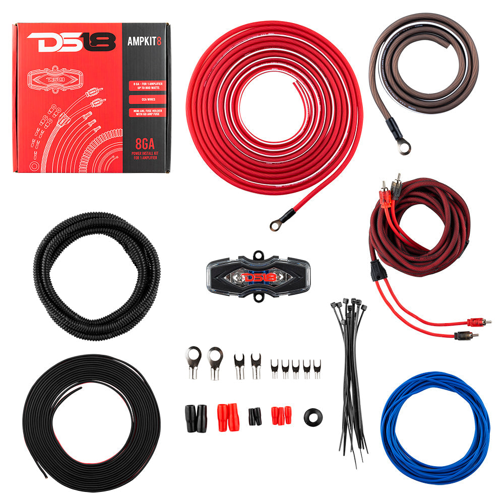 DS18 Golf Cart Package - 2 x 4” Marine Speakers + 1x 2 CH Amplifier + 1 x AMPKIT8 + 1 x ENSBTRC-SQ, BLACK or WHITE.
