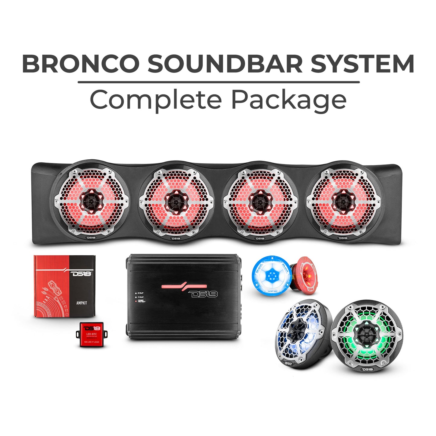 Ford Bronco 6th Gen 4 Door Rear Mount Sound Bar System Complete Package.