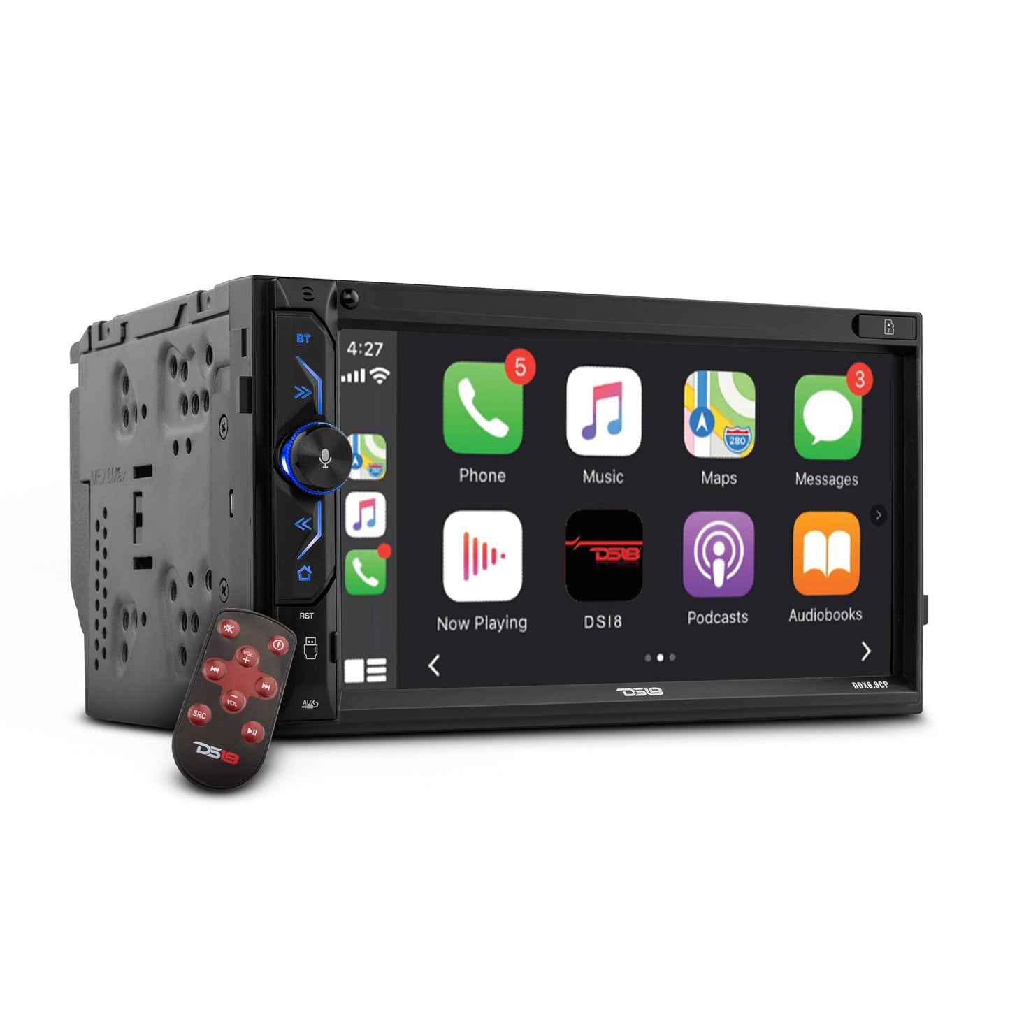 6.9" Touchscreen Mechless Double-DIN Headunit with Bluetooth, USB, Mirror Link And Car play