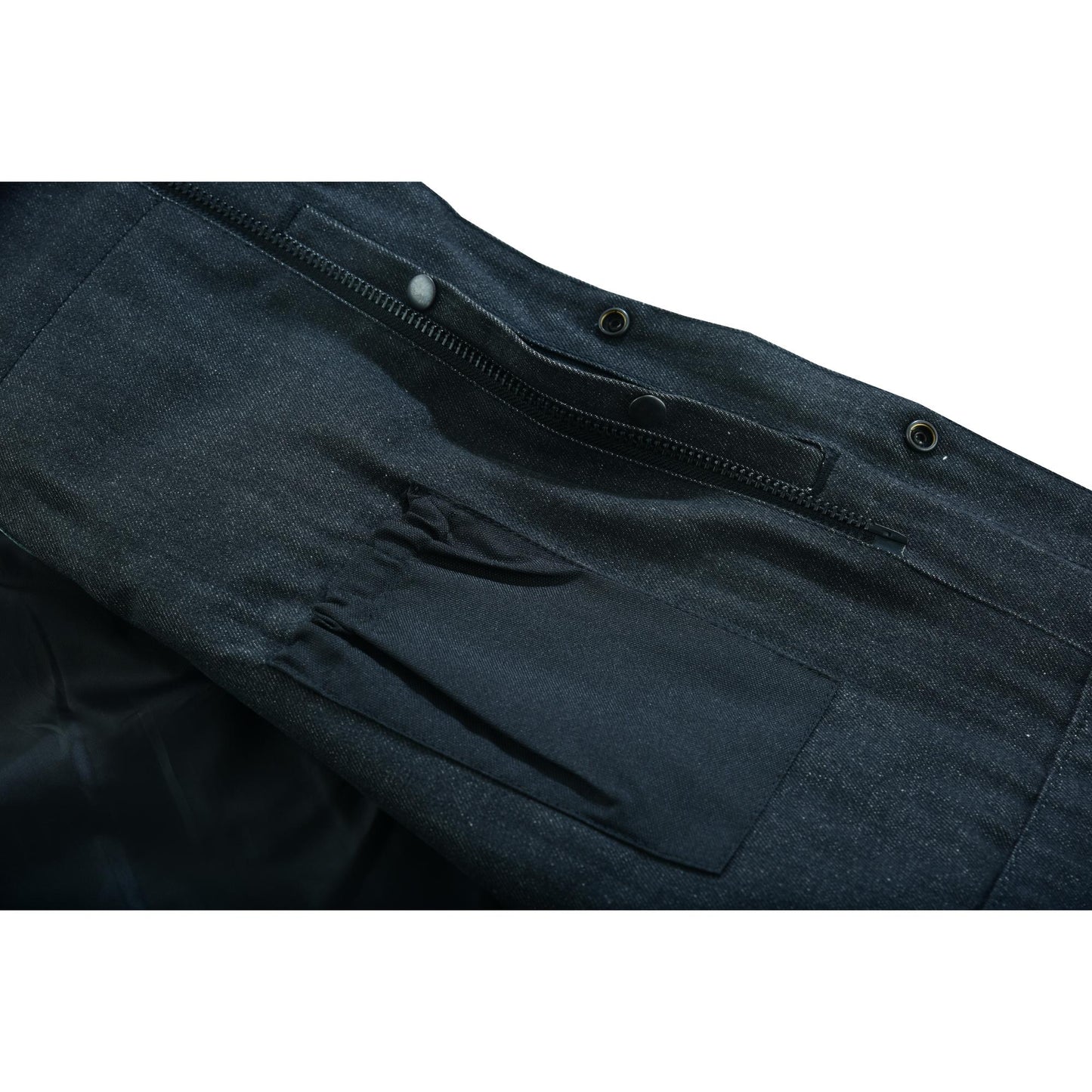 Men's Leather-Denim Combo Motorcycle Vest - No Collar