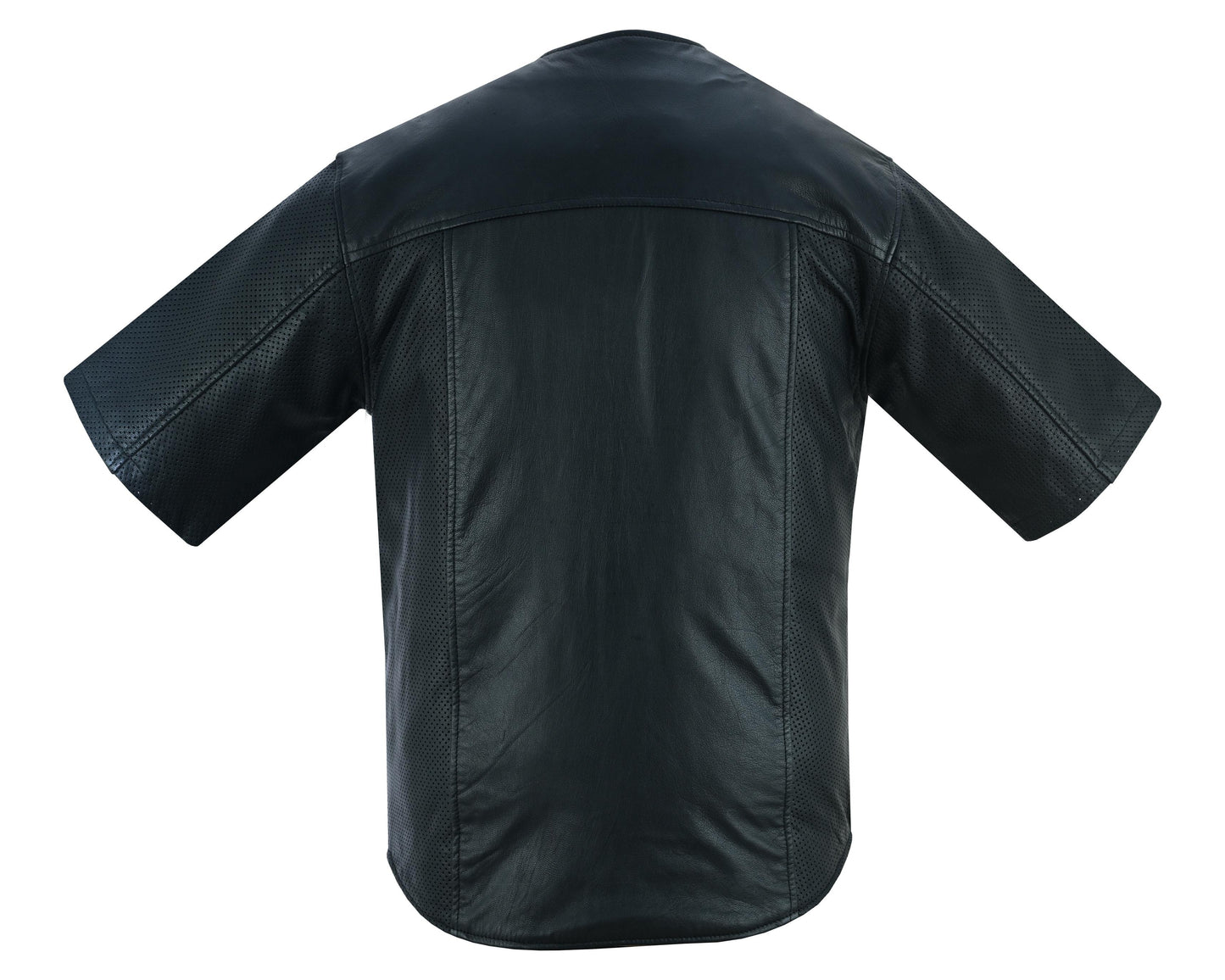 Men's Leather Baseball Motorcycle Shirt - Black