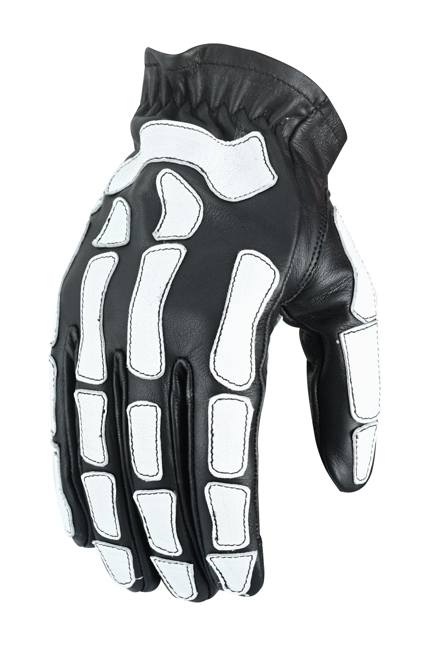 SkullTrail Men's leather gloves Black & White