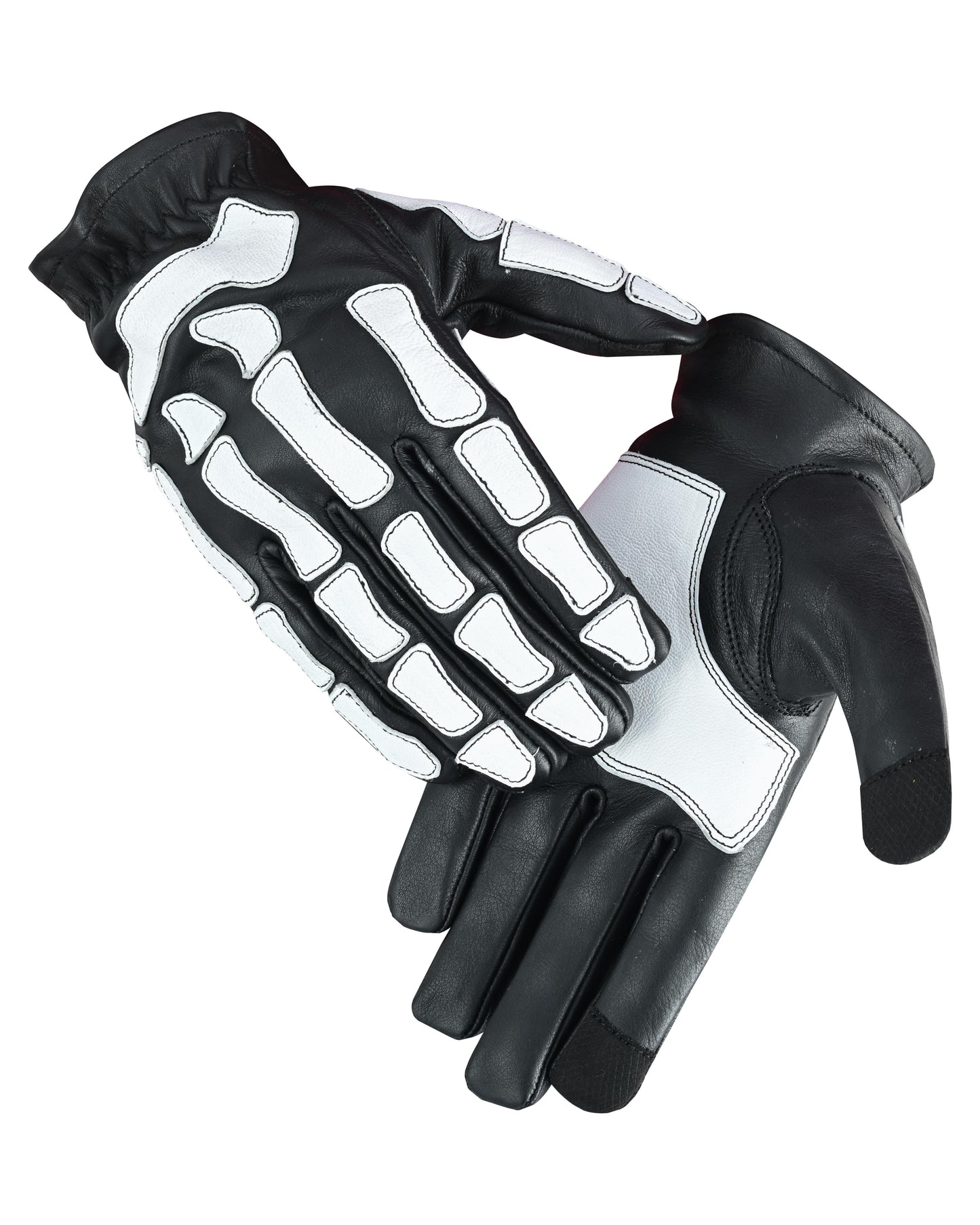 SkullTrail Men's leather gloves Black & White