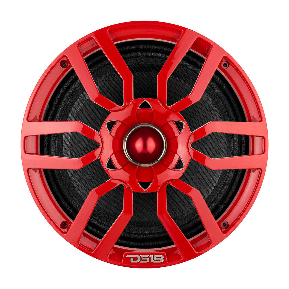 DS18 PRO-GTW10RD 10" Grill with Built-in 1.75" VC Neodymium Bullet Tweeter and RGB Lights 500 Watts Red