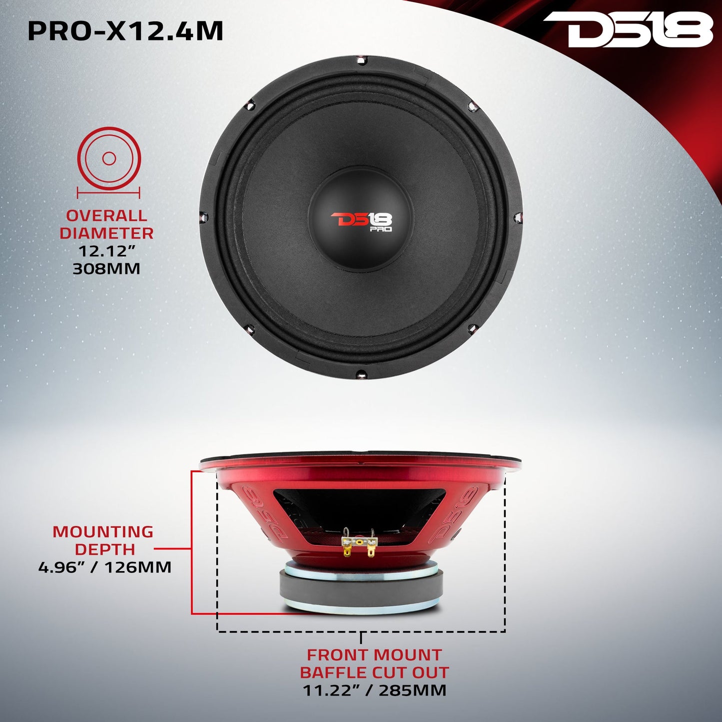 PRO-X 12" Mid-Range Loudspeaker 450 Watts Rms 4-Ohm