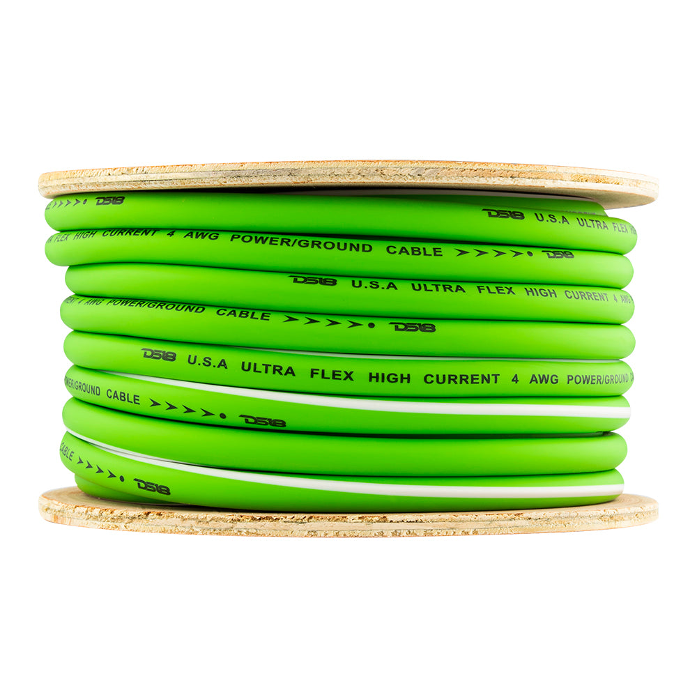 DS18 PW-OFC4GA-50YGR 4-GA Ultra Flex 100% OFC Ground, Power Cable, 50 Feet, Green