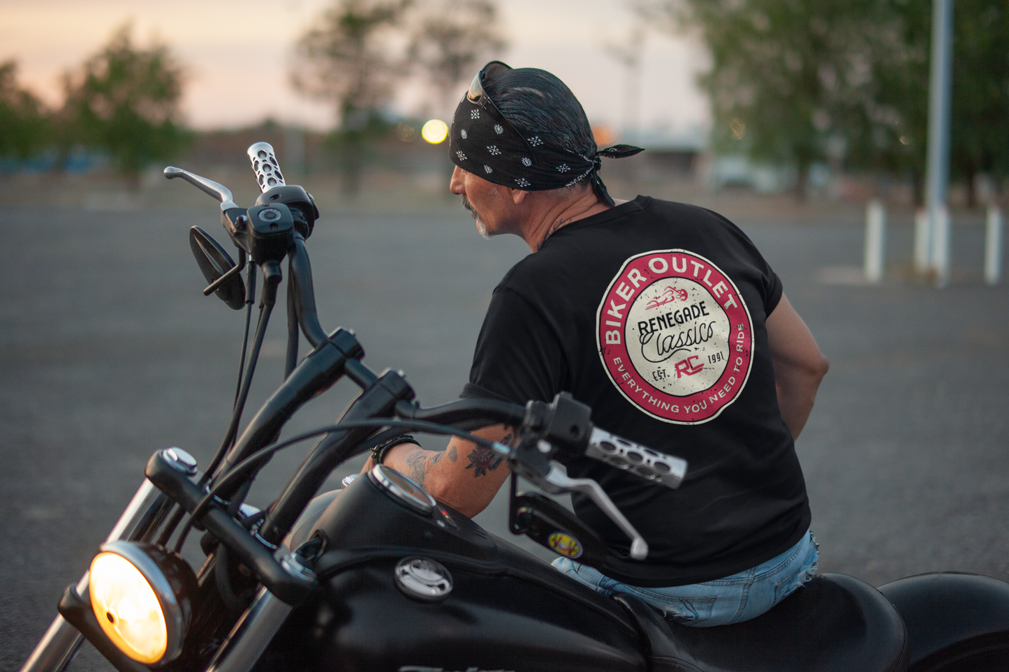 RC Retro Sign Black Mens Motorcycle T-Shirt