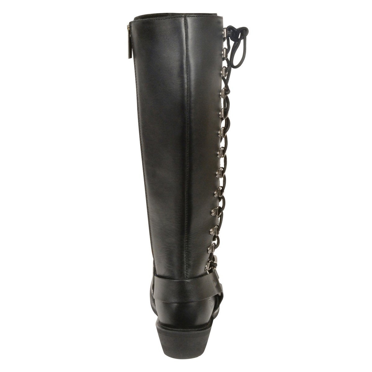 Milwaukee Leather MBL9365 Women's Classic Black Leather 14-Inch Harness Square Toe Tall Motorcycle Boots
