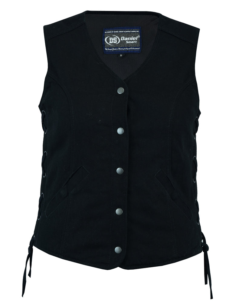 Women's Denim Longer Body ¾ Vest - Side Laces