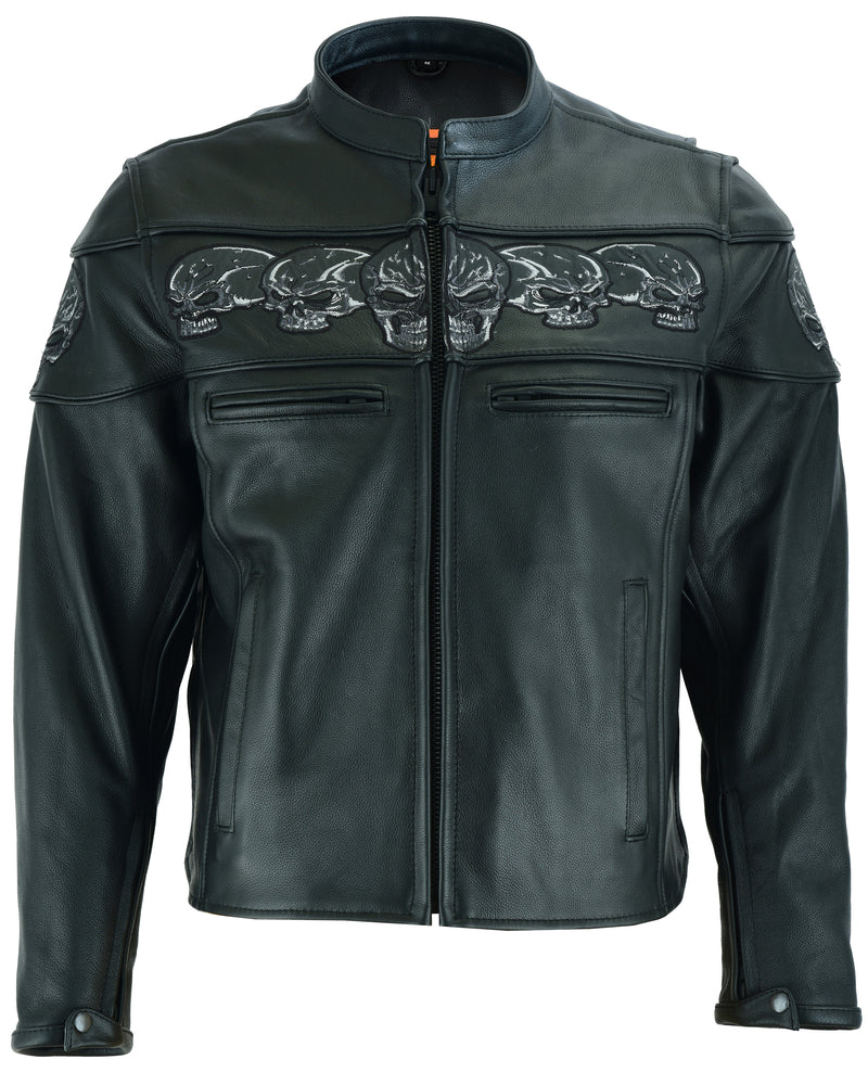 Men's Black Reflective Skulls Scooter Jacket