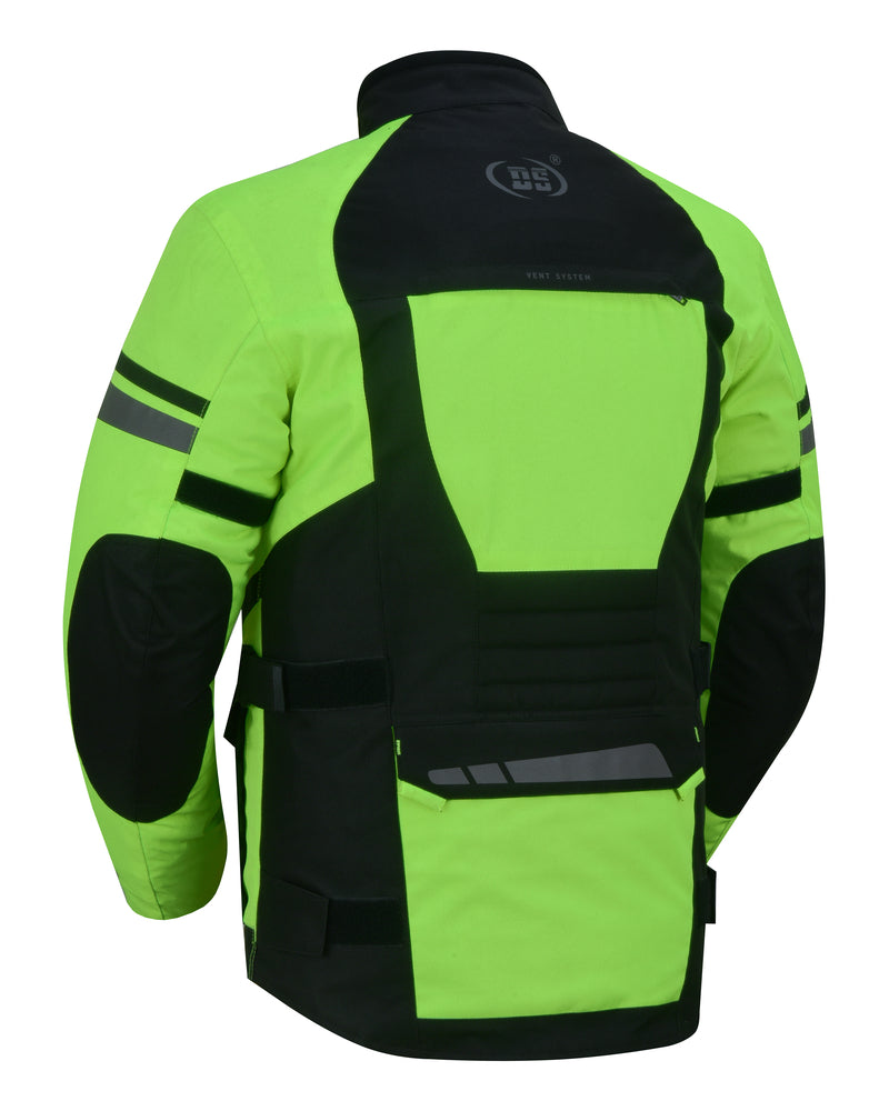4-Season Hi-Vis Mens Textile Motorycyle Jacket Waterproof & Ventilated
