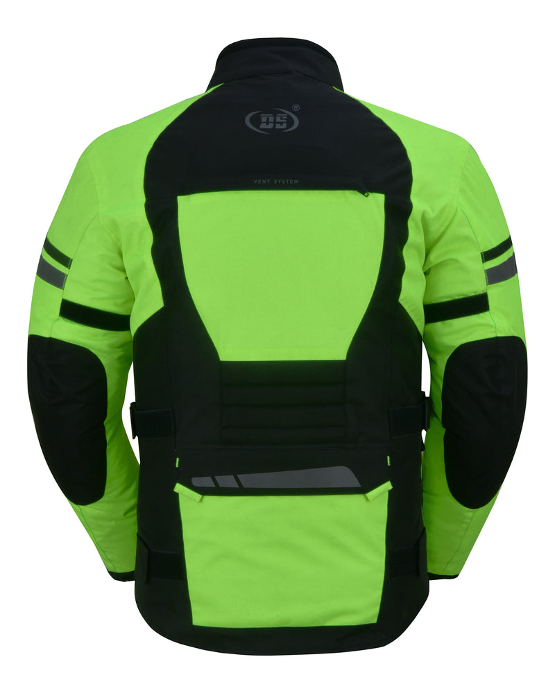 4-Season Hi-Vis Mens Textile Motorycyle Jacket Waterproof & Ventilated