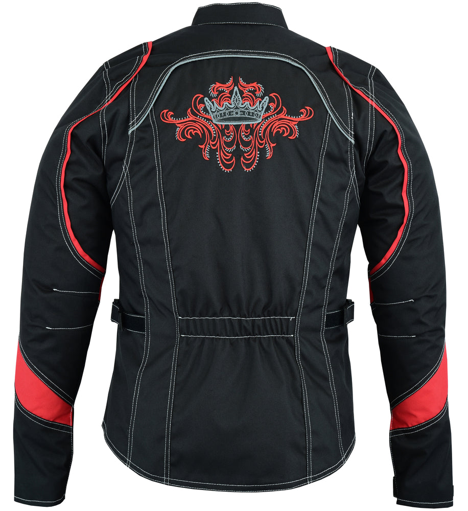Women's Embroidered Crown Riding Jacket - Red