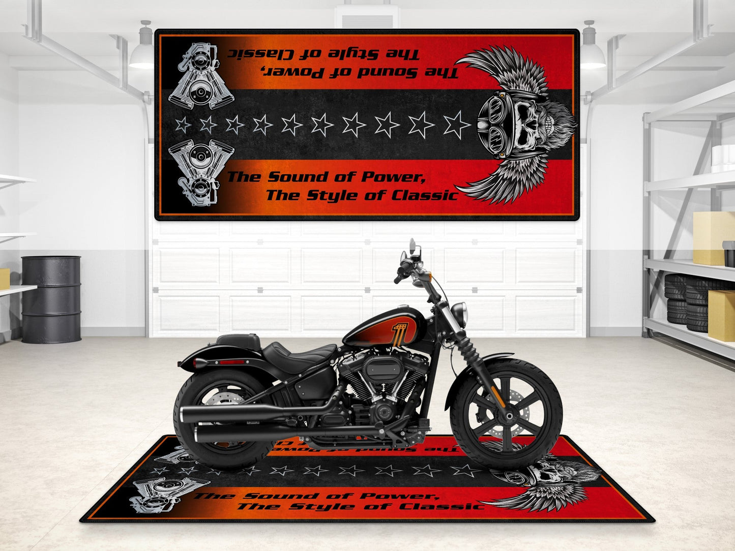MPM Motorcycle Mat for Cruiser Motorcycle "The Sound of Power" - MM7304