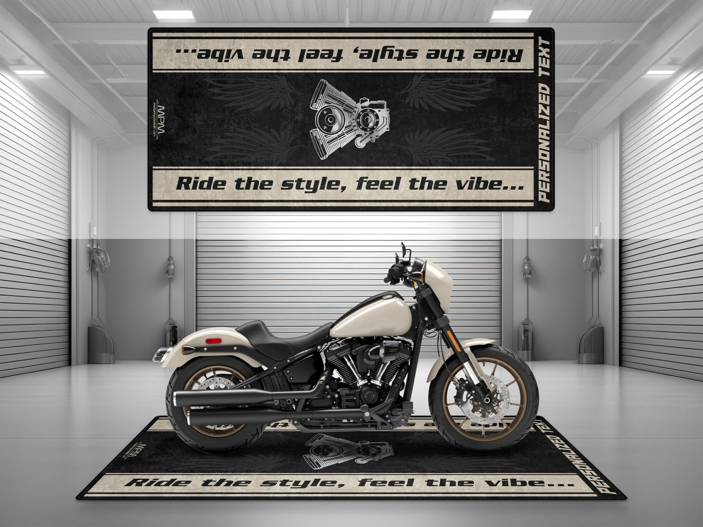 MPM Motorcycle Mat for Cruiser Motorcycle "Ride The Style, Feel The Vibe" - MM7306