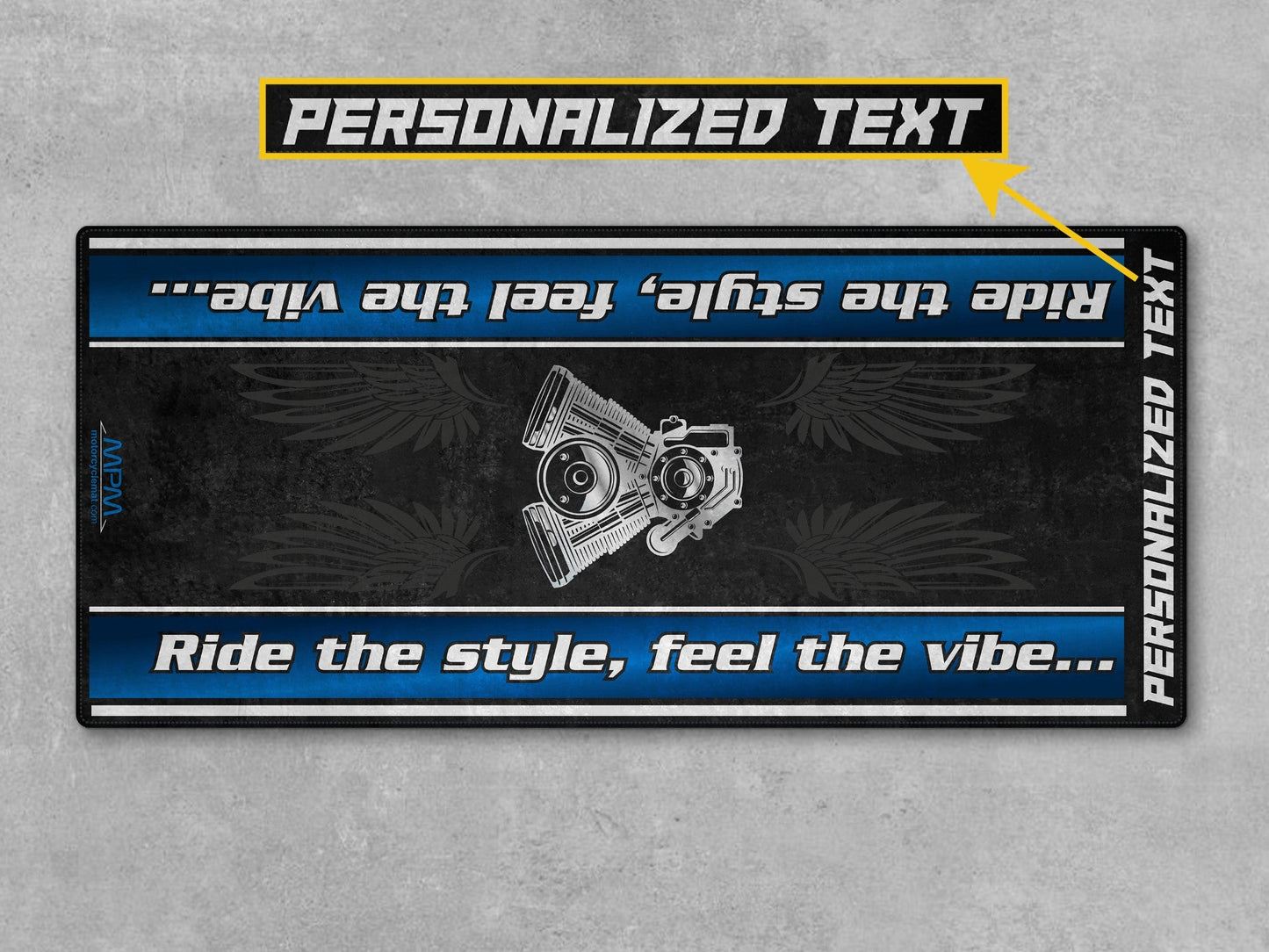 MPM Motorcycle Mat for Cruiser Motorcycle "Ride The Style, Feel The Vibe" - MM7307
