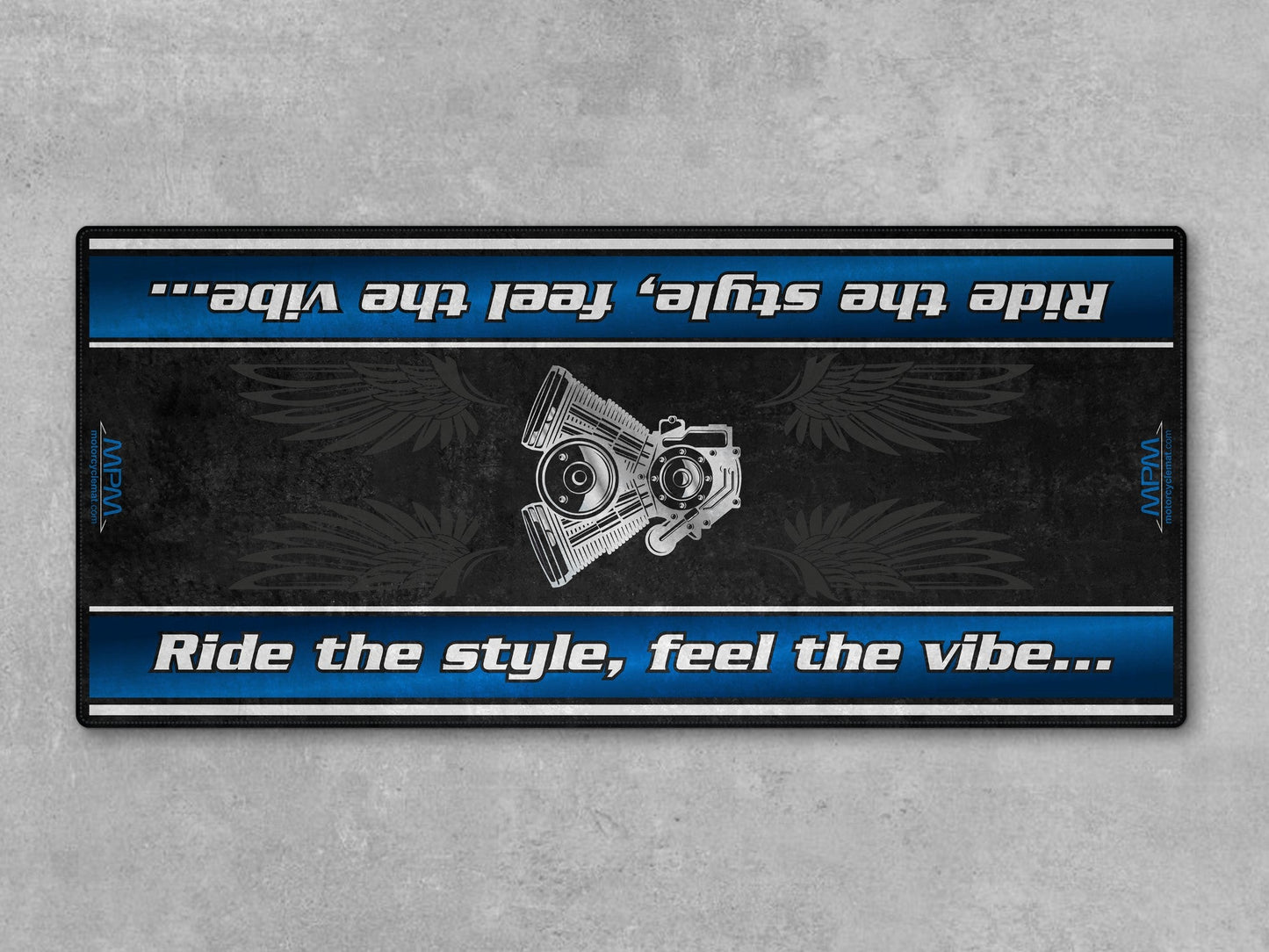 MPM Motorcycle Mat for Cruiser Motorcycle "Ride The Style, Feel The Vibe" - MM7307