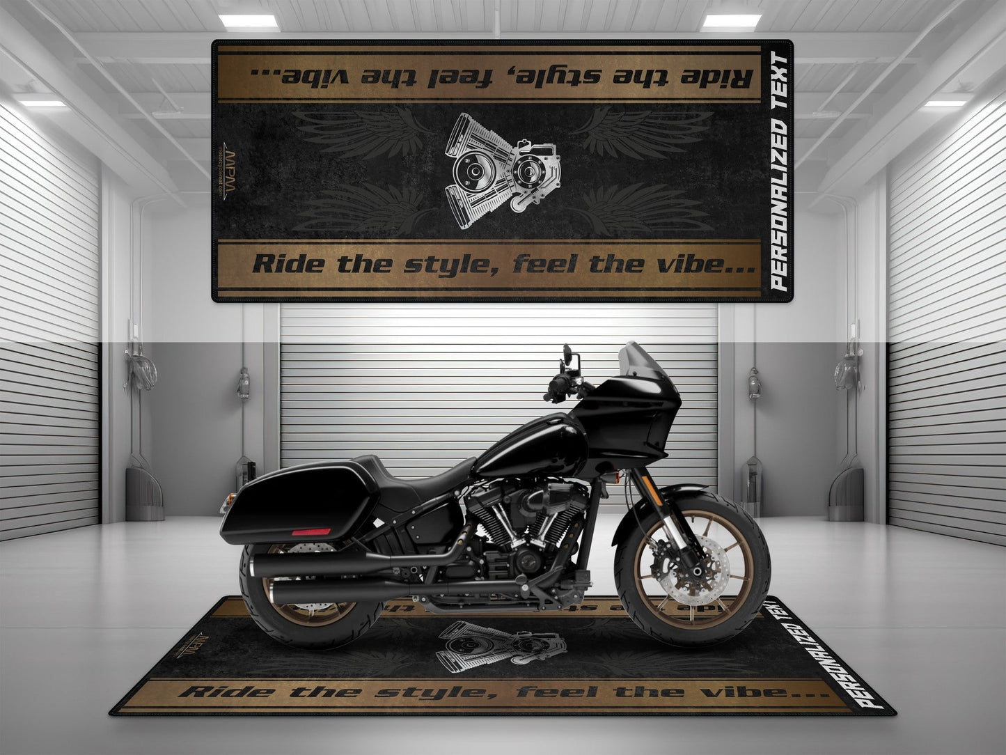 MPM Motorcycle Mat for Cruiser Motorcycle "Ride The Style, Feel The Vibe" - MM7307