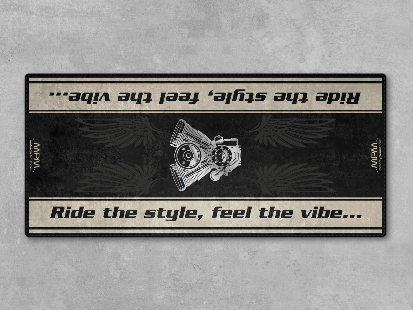 MPM Motorcycle Mat for Cruiser Motorcycle "Ride The Style, Feel The Vibe" - MM7307