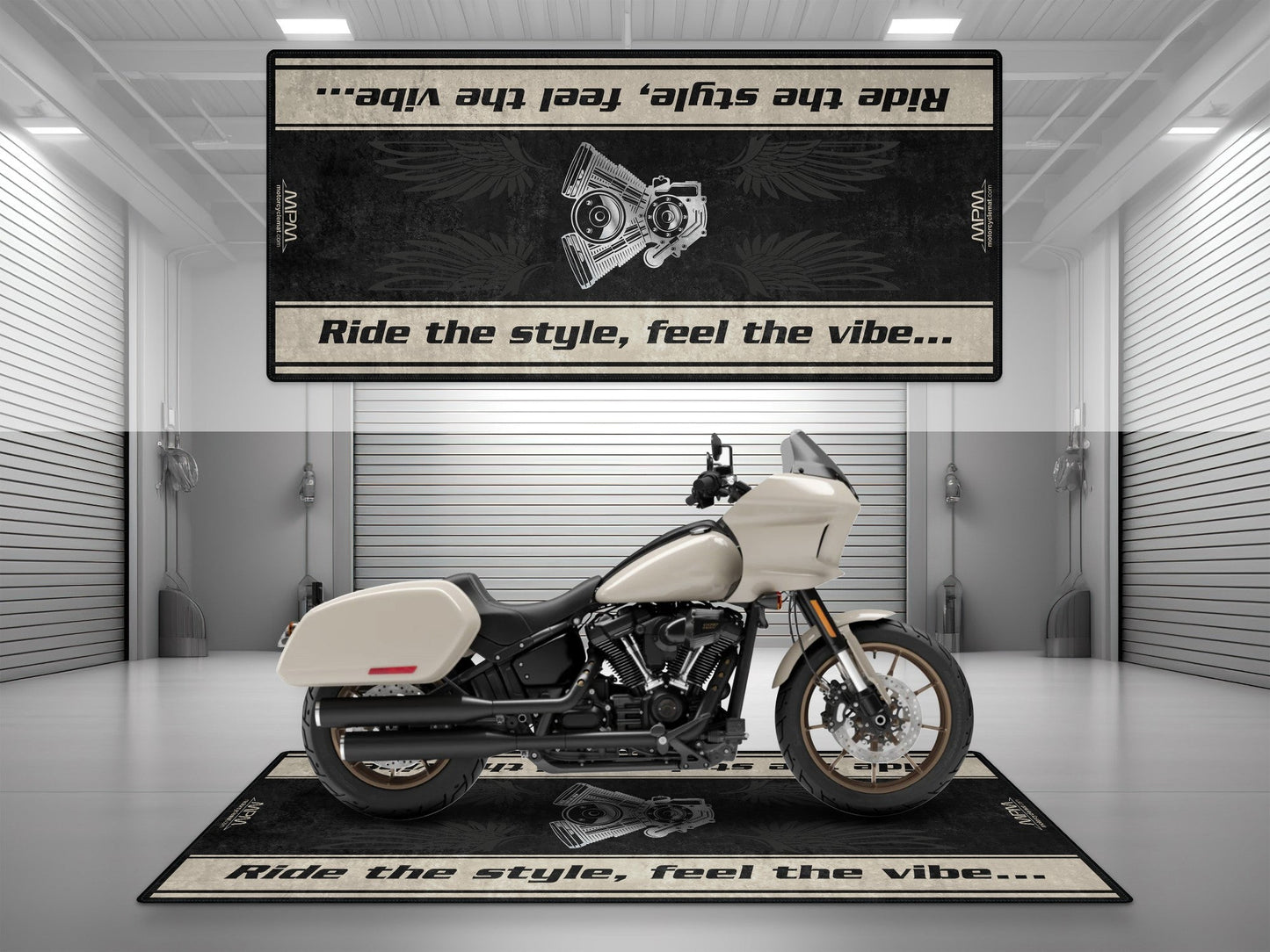MPM Motorcycle Mat for Cruiser Motorcycle "Ride The Style, Feel The Vibe" - MM7307