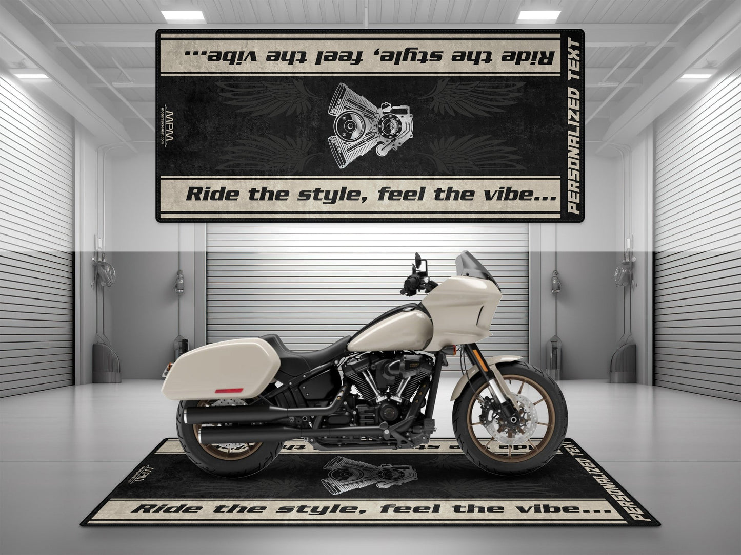 MPM Motorcycle Mat for Cruiser Motorcycle "Ride The Style, Feel The Vibe" - MM7307