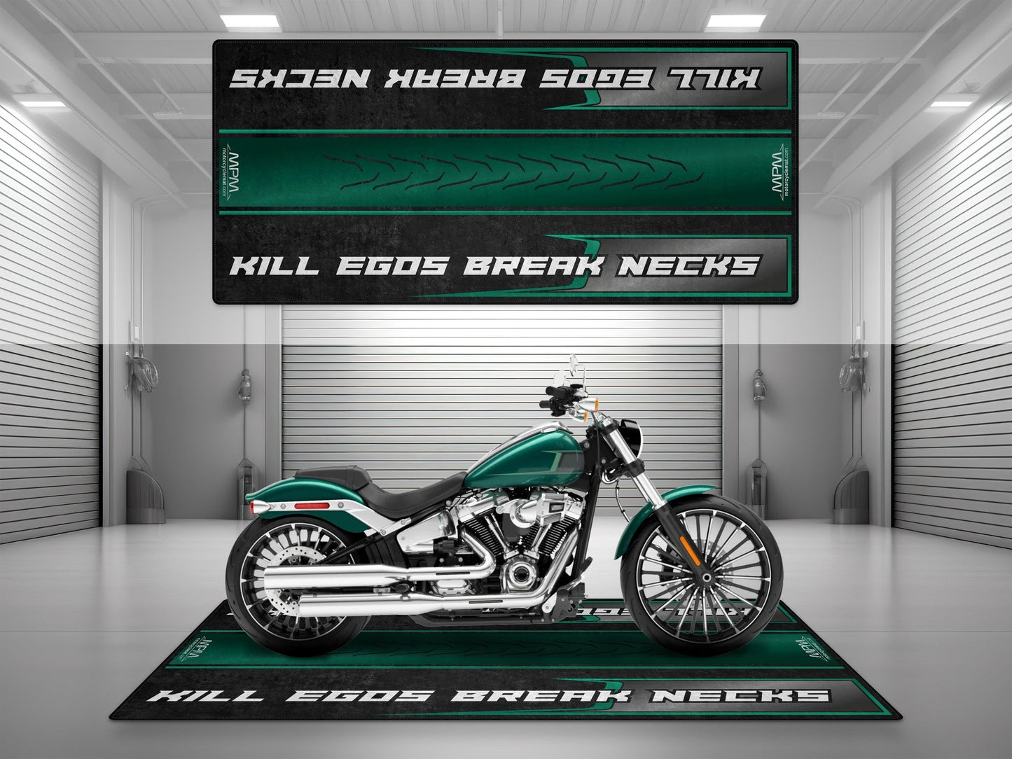 MPM Motorcycle Mat for Cruiser Motorcycle "Kill Egos Break Necks" - MM7309