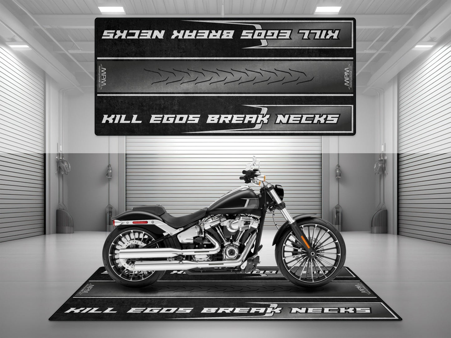 MPM Motorcycle Mat for Cruiser Motorcycle "Kill Egos Break Necks" - MM7309