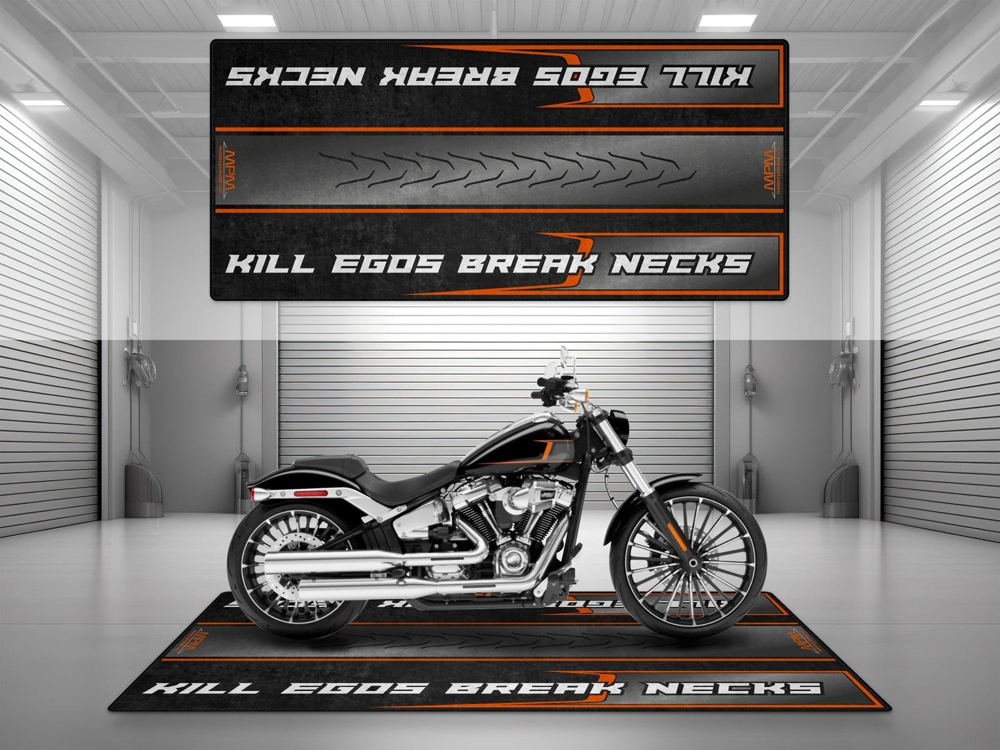 MPM Motorcycle Mat for Cruiser Motorcycle "Kill Egos Break Necks" - MM7309
