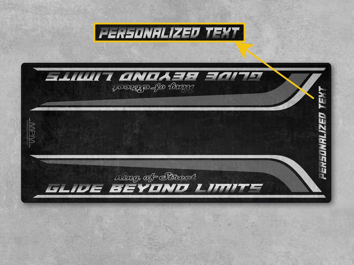MPM Motorcycle Mat for Cruiser Motorcycle "Glide Beyond Limits - King of Street" - MM7349