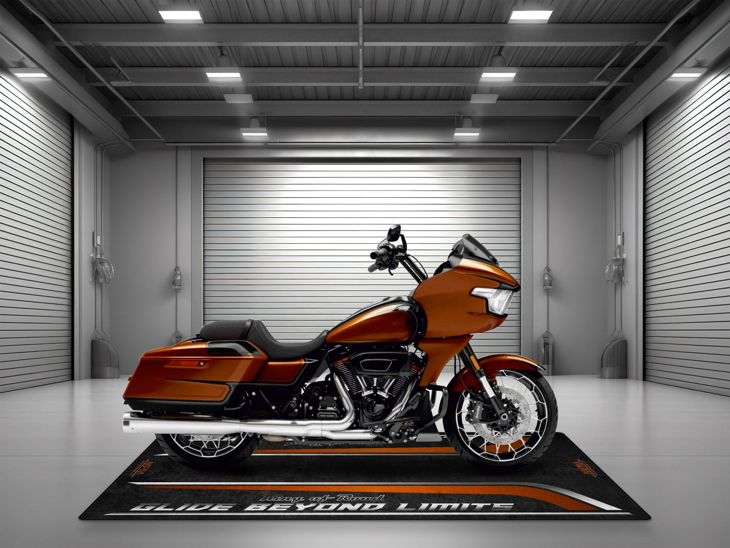 MPM Motorcycle Mat for Cruiser Motorcycle "Glide Beyond Limits - King of Road " - MM7350