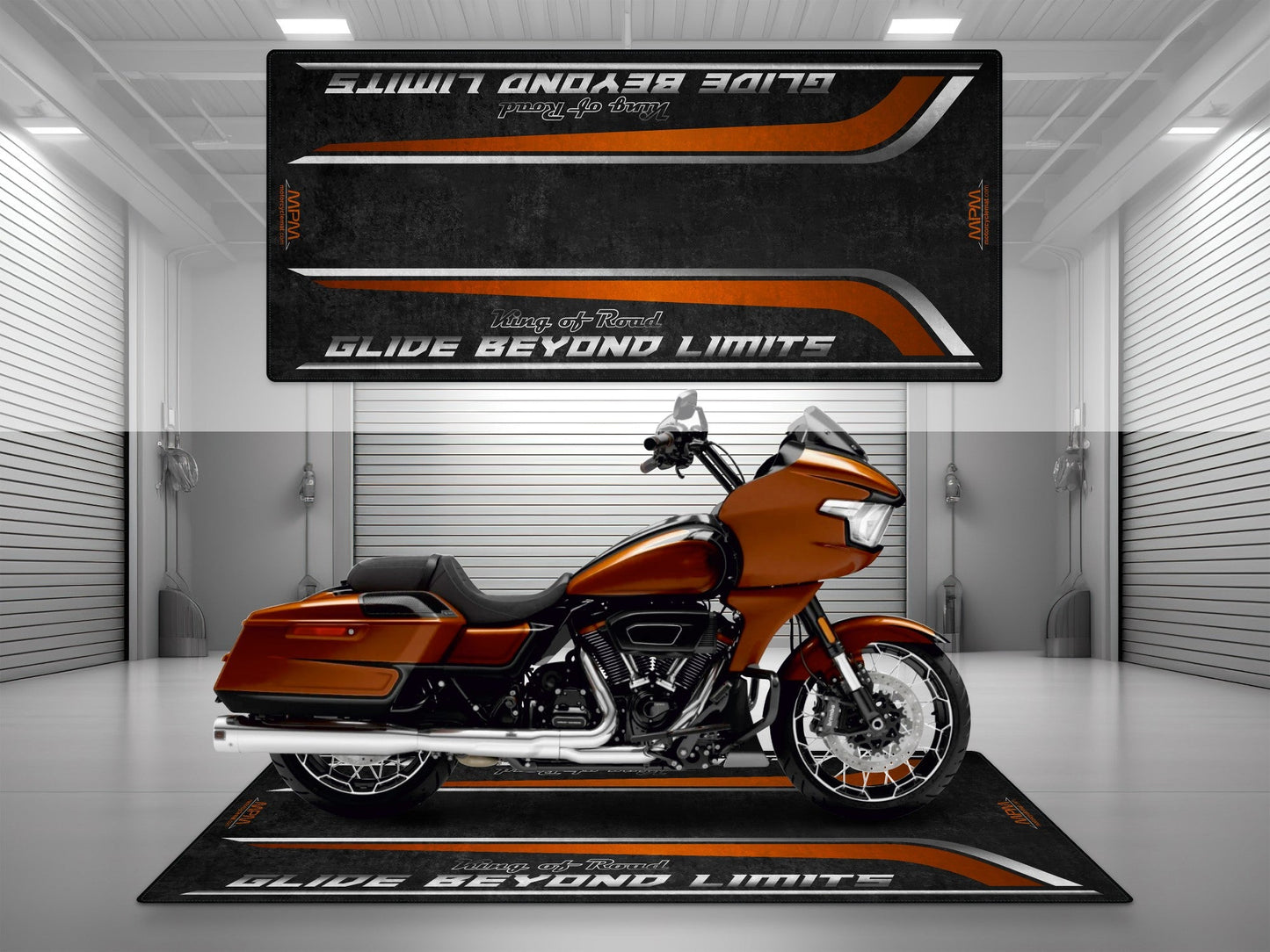 MPM Motorcycle Mat for Cruiser Motorcycle "Glide Beyond Limits - King of Road " - MM7350