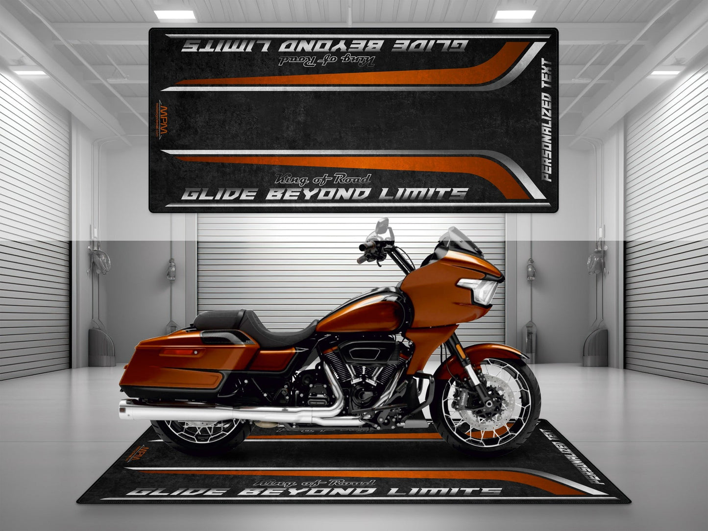 MPM Motorcycle Mat for Cruiser Motorcycle "Glide Beyond Limits - King of Road " - MM7350