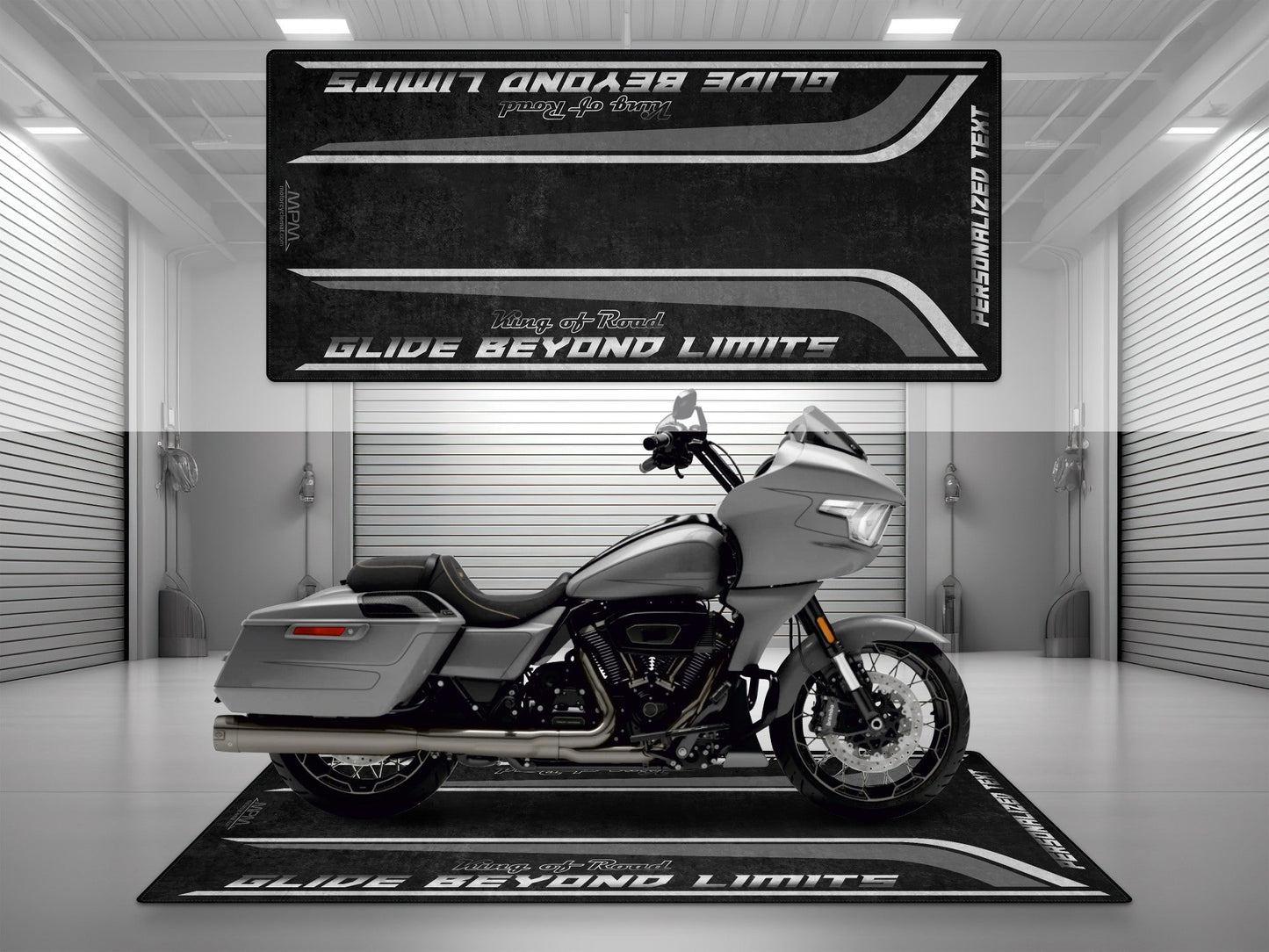 MPM Motorcycle Mat for Cruiser Motorcycle "Glide Beyond Limits - King of Road " - MM7350