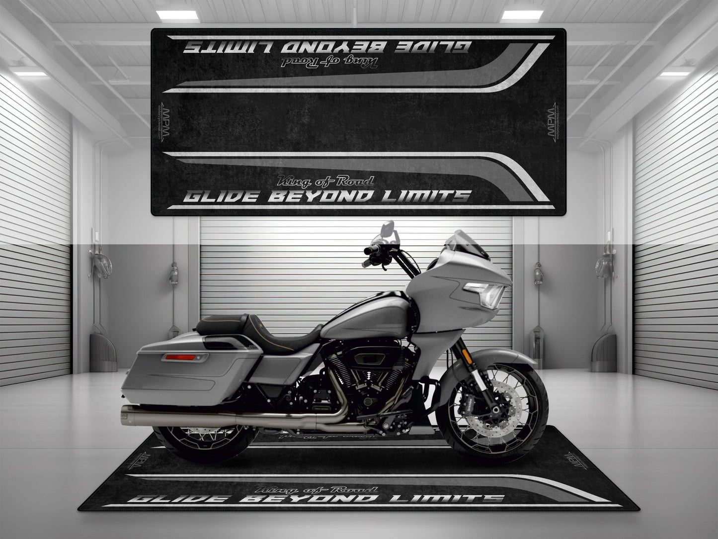MPM Motorcycle Mat for Cruiser Motorcycle "Glide Beyond Limits - King of Road " - MM7350