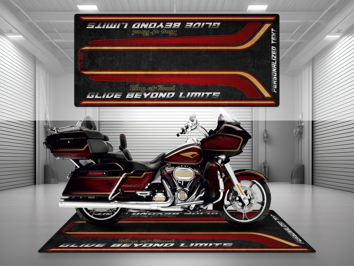 MPM Motorcycle Mat for Special Cruiser Motorcycle "Glide Beyond Limits - King of Road" - MM7351