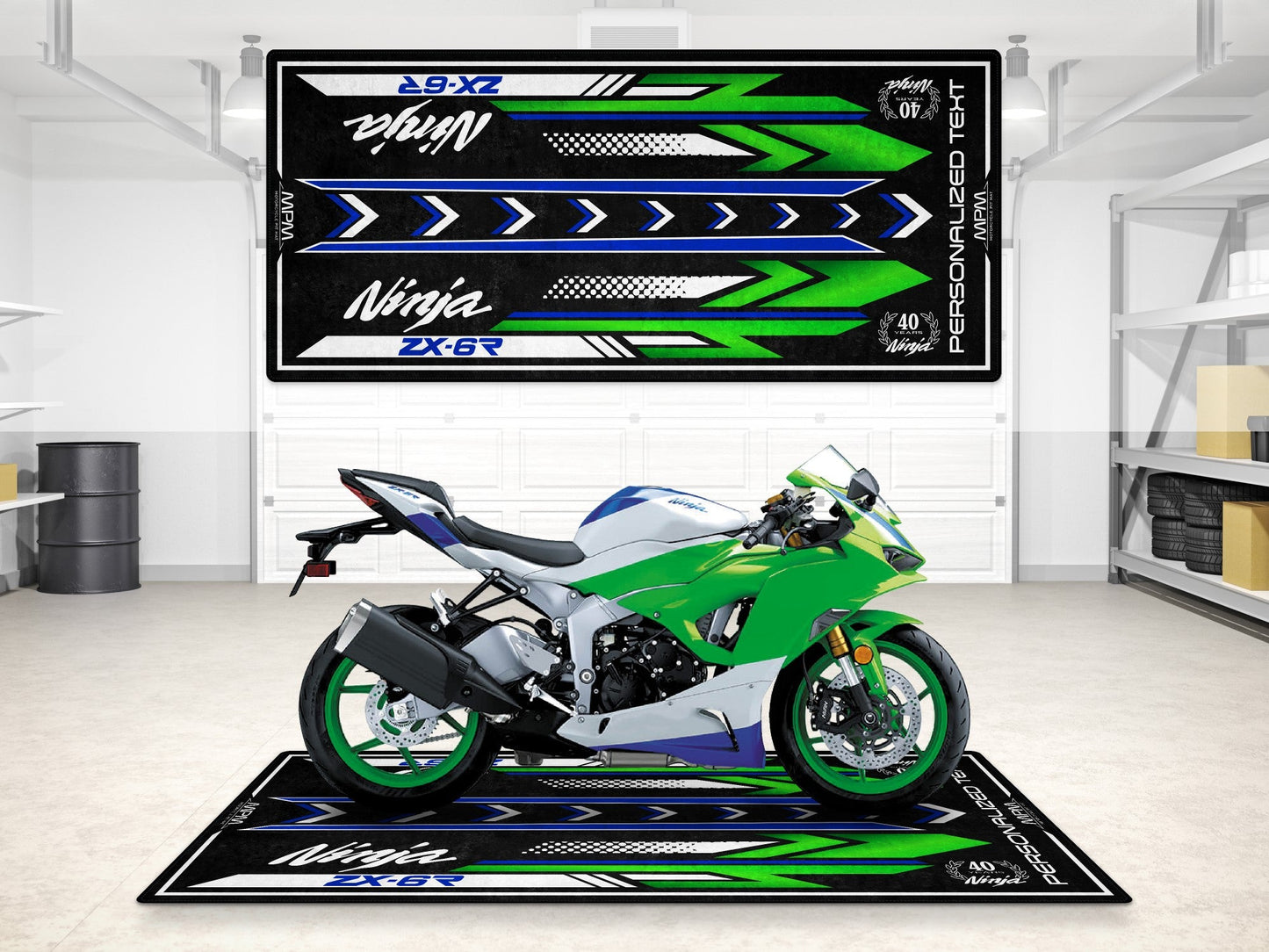 MPM Motorcycle Mat for Kawasaki Ninja ZX-6R 40th Anniversary - MM7397