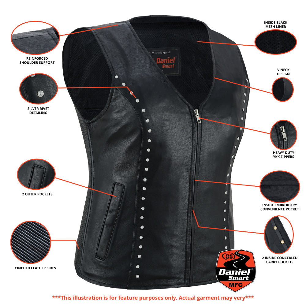 Biker Babe Women's Studded Leather Motorcycle Vest