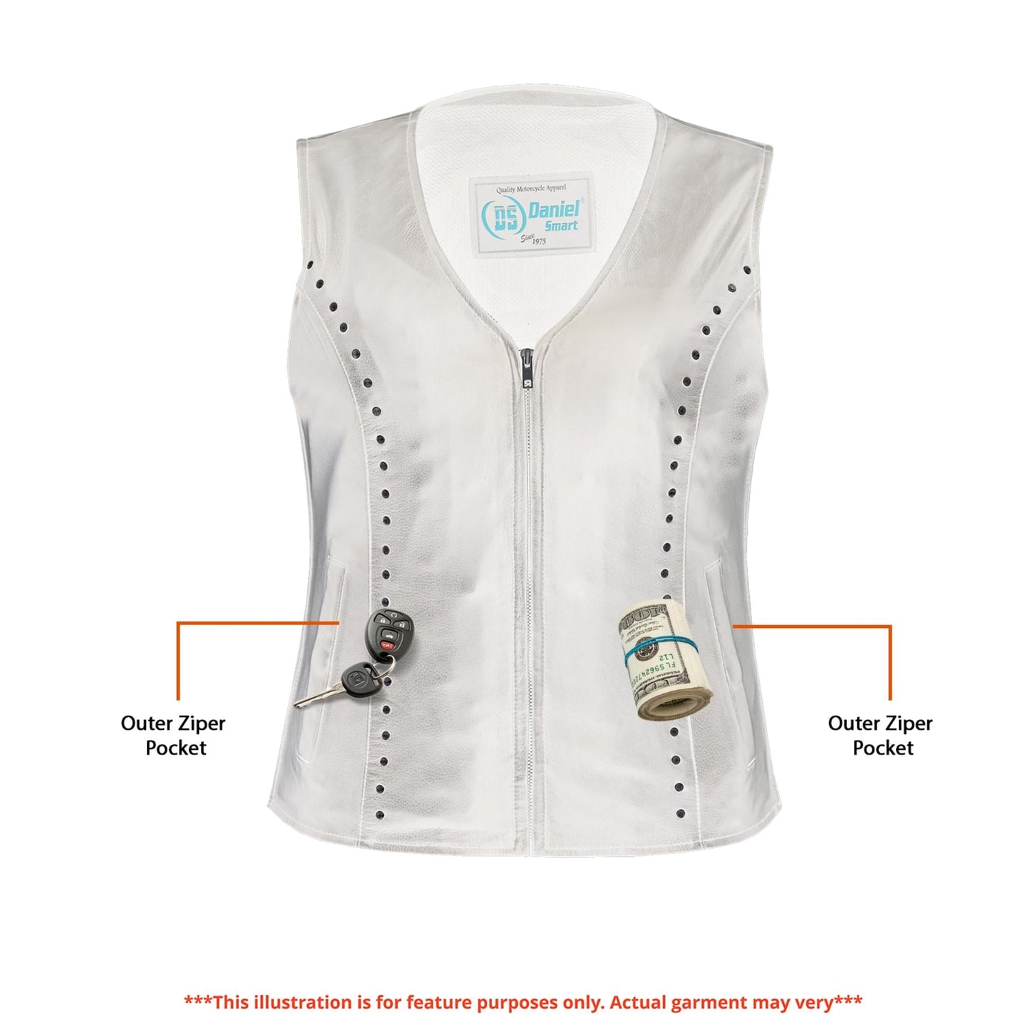 Biker Babe Women's Studded Leather Motorcycle Vest