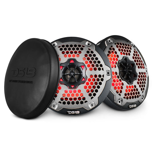 NXL 6.5" 2-Way Coaxial Marine Speaker With LED RGB Lights 100 Watts Rms 4-Ohm - Black Carbon Fiber