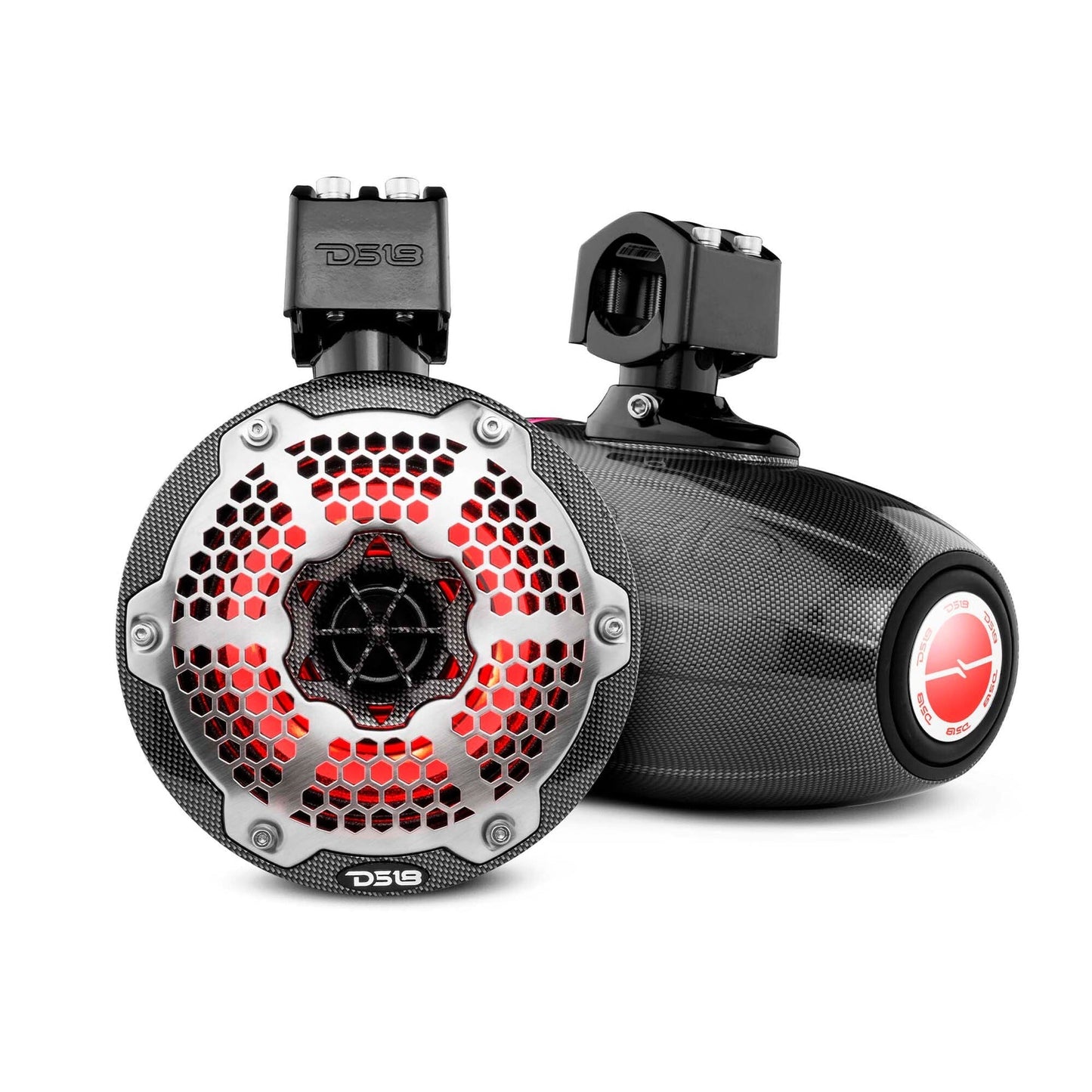 NXL 6.5" Neodymium Marine and Powersports Towers with Built-in Passive Radiator, 1" Driver and LED RGB Lights 150 Watts Rms