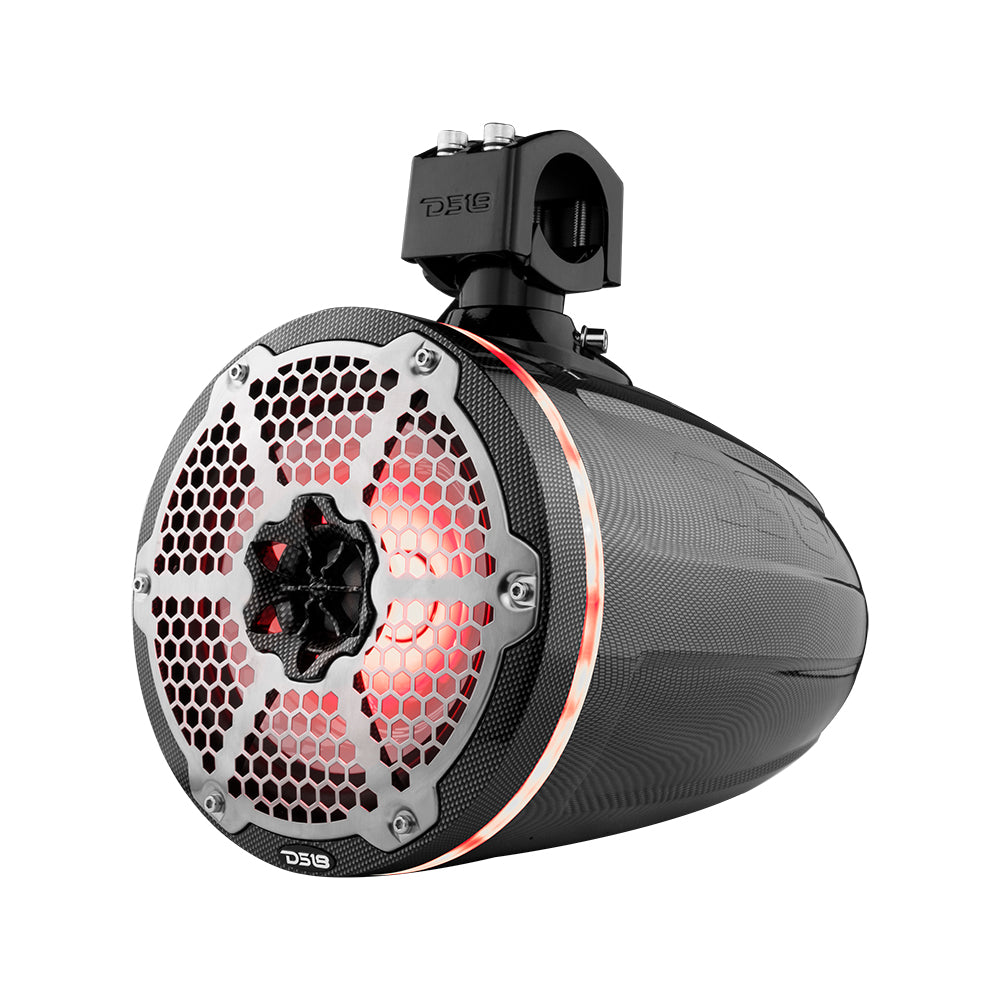 NXL 8" Marine and Powersports Towers LED RGB Lights 125 Watts Rms - Black Carbon Fiber