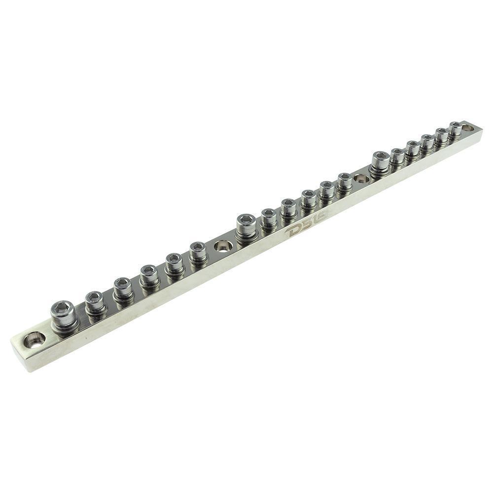 Chrome Plated Distribution Bar Block 3x 1/0-GA and 15 x 2/0-GA Screw Down Type 20" Long