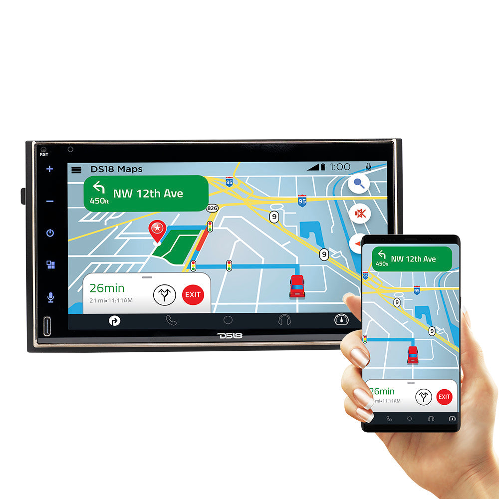 7" Touchscreen Mechless Double-DIN Headunit with Bluetooth, USB, Mirror Link And Car play