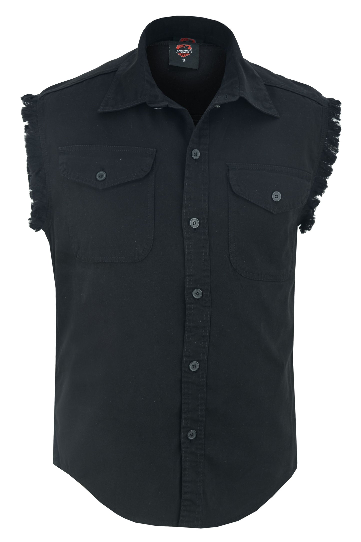 Men's Black Lightweight Sleeveless Denim Shirt