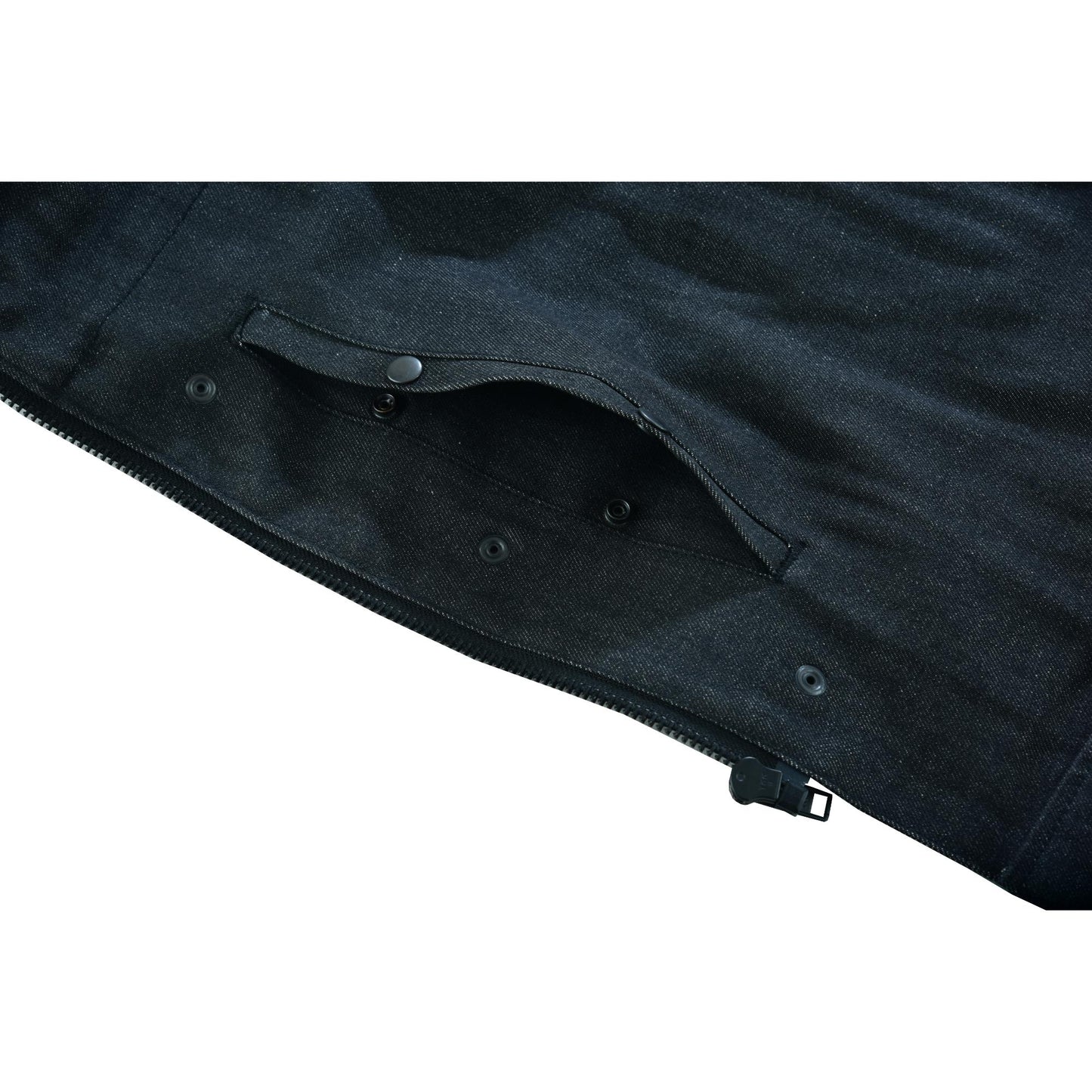 Men's Leather-Denim Combo Motorcycle  Vest - No Collar