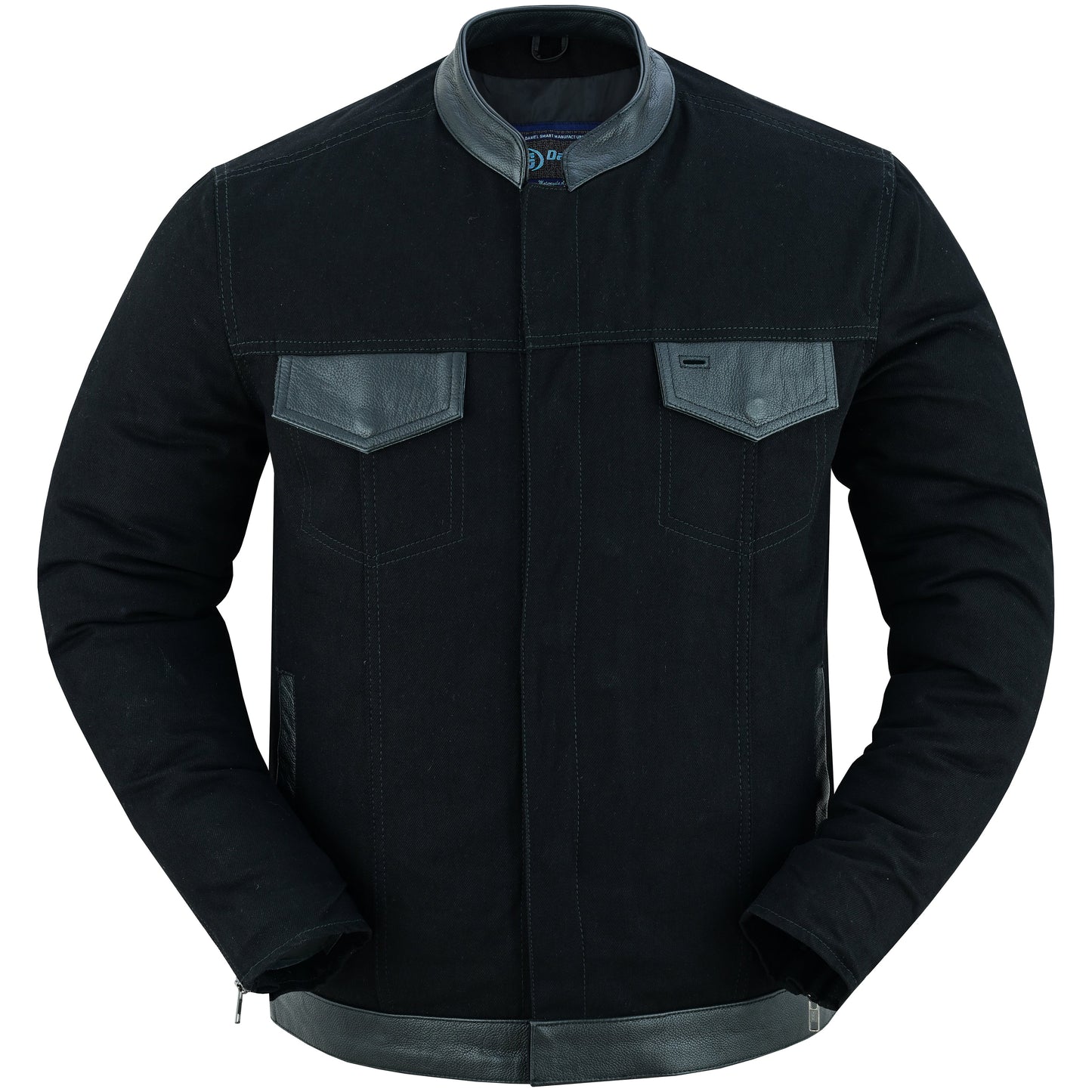 Men's Full Cut Denim Jacket – Leather Trim & Hidden Pockets