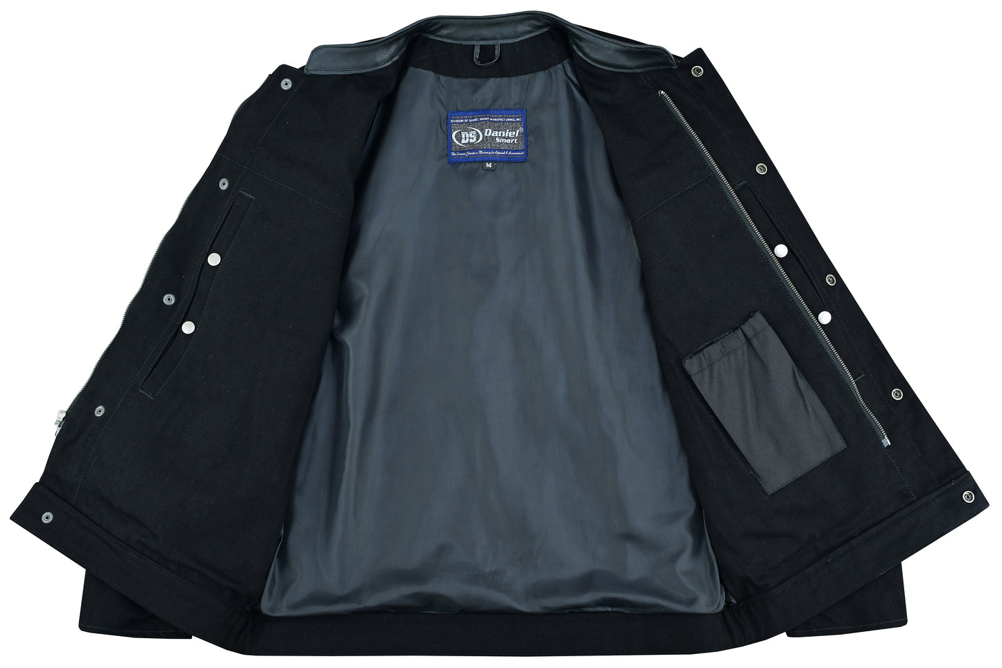 Men's Full Cut Denim Jacket – Leather Trim & Hidden Pockets