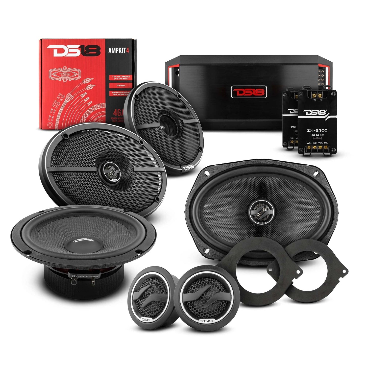 DS18 2012-2021 RAM 1500 Crew and Quad Cab Front and Back Doors Speakers Better Upgrade/Replacement Package 1600 Watts